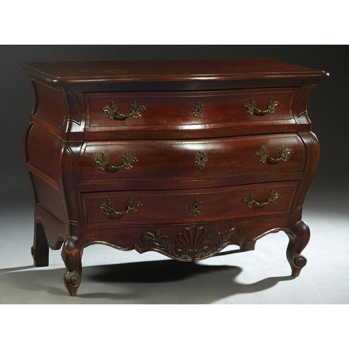 Appraisal: French Louis XV Style Carved Mahogany Bowfront Commode the stepped