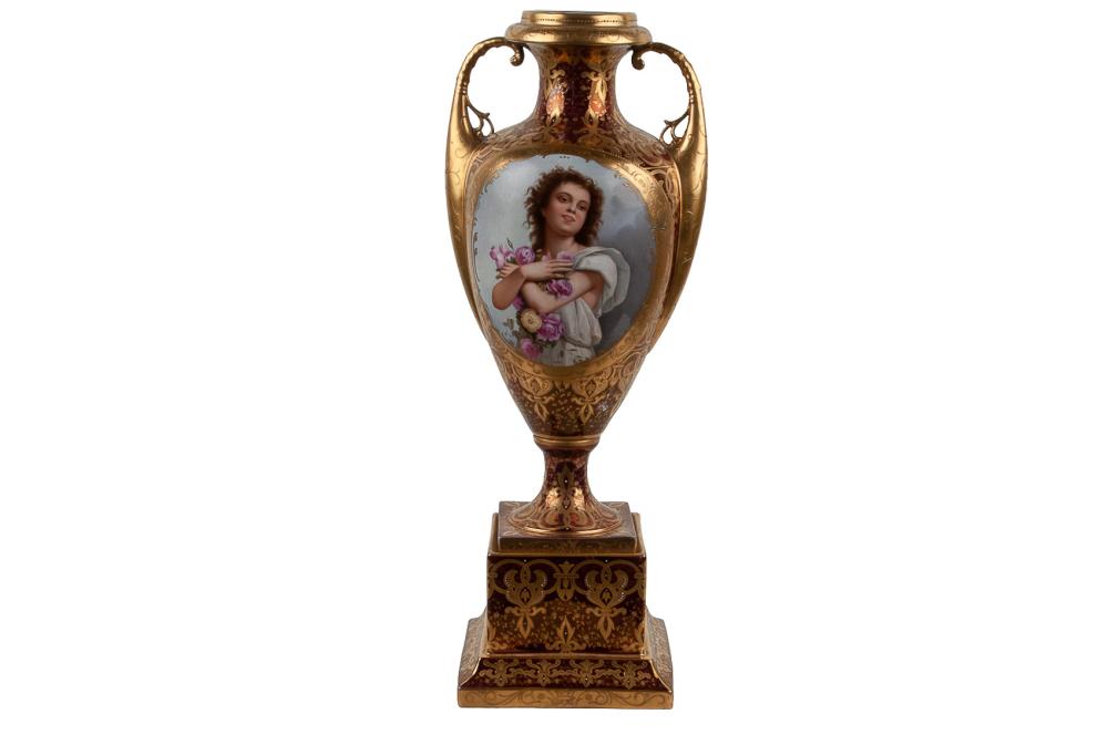 Appraisal: VIENNESE ENAMELED GILT DECORATED PORCELAIN URN inches high Condition