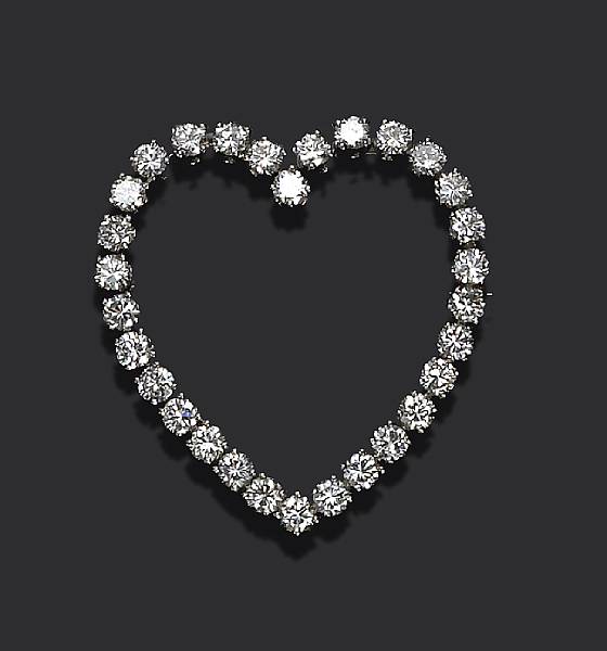 Appraisal: A diamond heart brooch estimated total diamond weight carats mounted