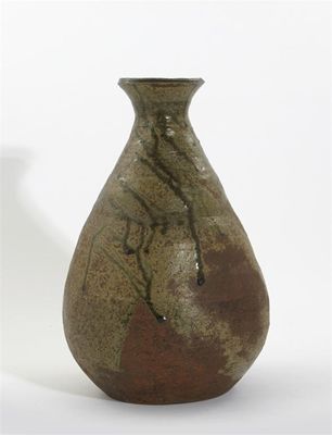 Appraisal: Janet Leach - a tall Leach Pottery stoneware vase partially