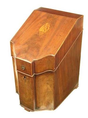 Appraisal: A George III mahogany knife box inlaid stringing and a