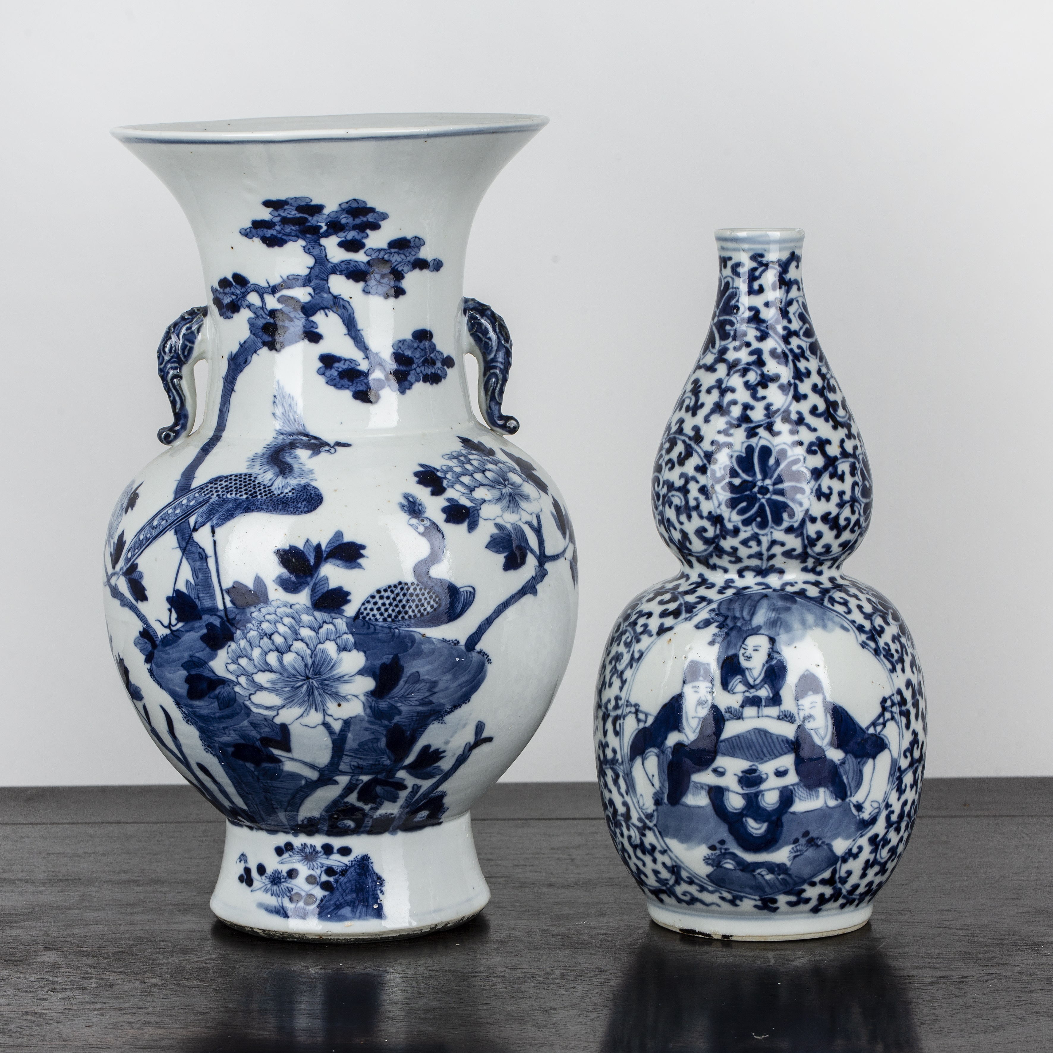 Appraisal: Two blue and white porcelain vasesChinese th Century including a