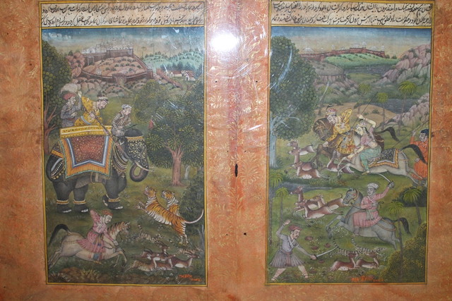 Appraisal: AN INDO PERSIAN FOLIO depicting a tiger hunt and a