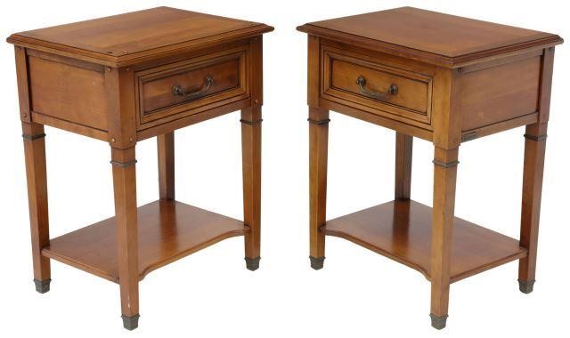 Appraisal: pair French Louis XVI style fruitwood nightstands Grange Furniture late