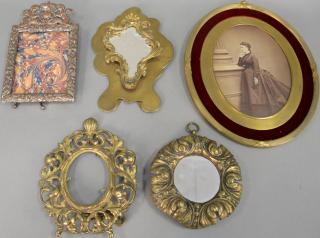 Appraisal: Five bronze and brass frames to include a large oval