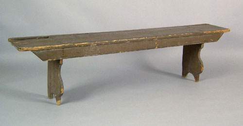 Appraisal: Pennsylvania painted pine mortised bench early th c h w