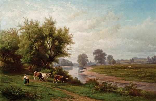 Appraisal: HENDRIK-DIRK KRUSEMAN VAN ELTEN American - Landscape with Cattle oil