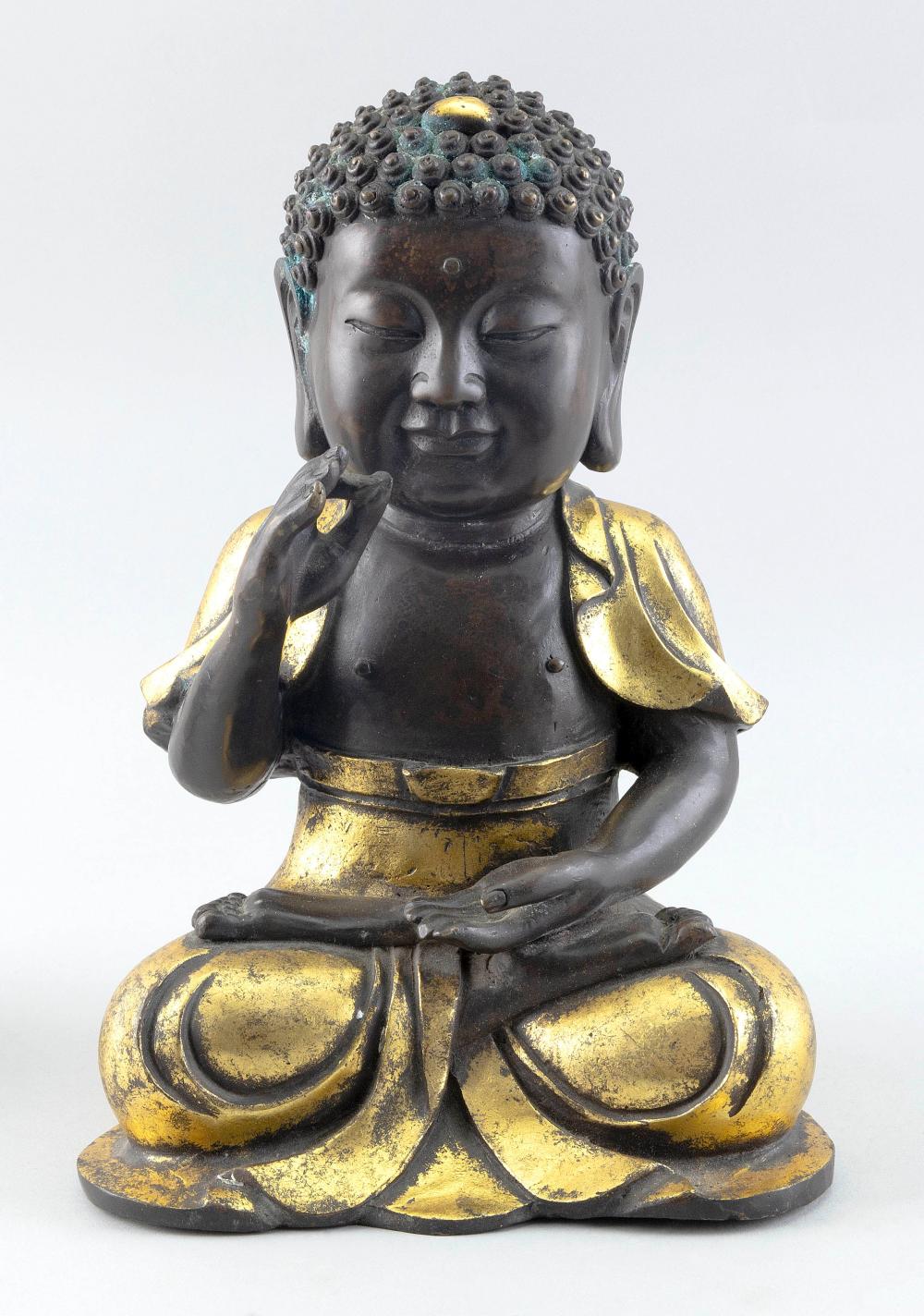 Appraisal: CHINESE GILT-BRONZE BUDDHA TH CENTURY HEIGHT LENGTH CHINESE GILT-BRONZE BUDDHA