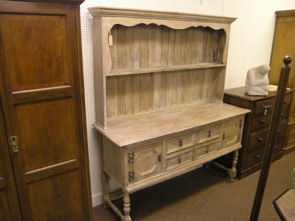 Appraisal: A 's limed oak dresser plate rack with single fitted