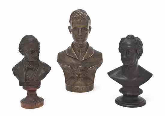 Appraisal: A Collection of Three Bronze Busts each depicting a noted