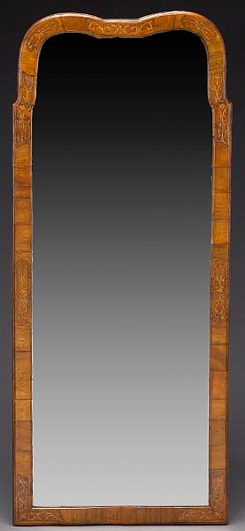 Appraisal: A George I walnut and marquetry mirror first quarter th