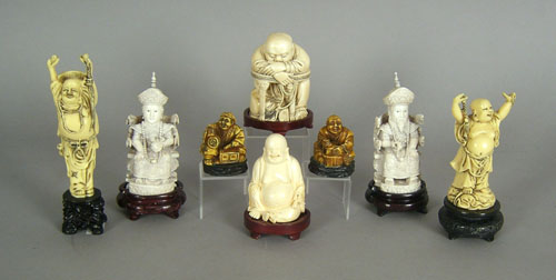 Appraisal: Four Chinese carved ivory figures together with four composition figures