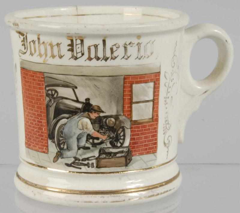 Appraisal: Car Repairman Shaving Mug Description Marked John Valerio across top