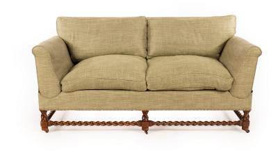 Appraisal: A Howard Sons Victorian two-seat sofa the drop ends with