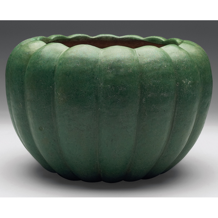 Appraisal: Good Merrimac jardiniere large ribbed form covered in a nice