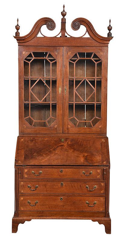 Appraisal: Southern Chippendale Walnut Desk and Bookcase Virginia or North Carolina