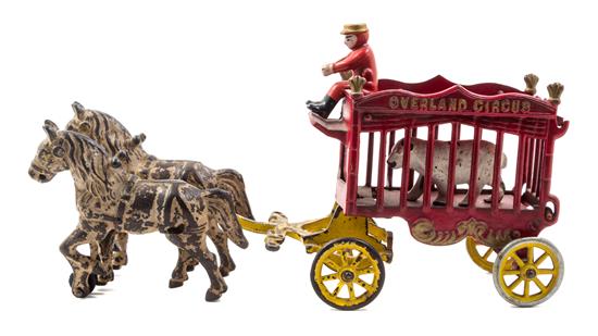 Appraisal: Sale Lot CIRCUS OVERLAND Cast iron red caged wagon with