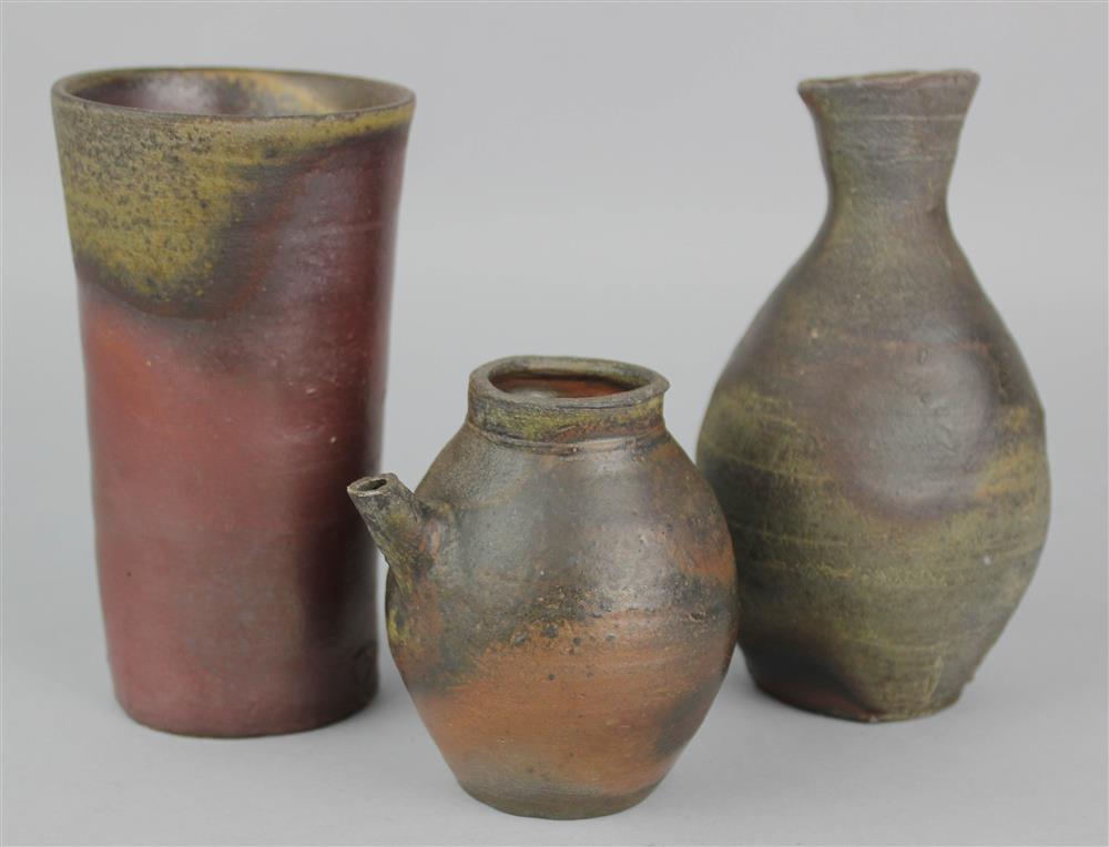 Appraisal: THREE CERAMICS BY ROB BARNARD three ash reduction fired vases