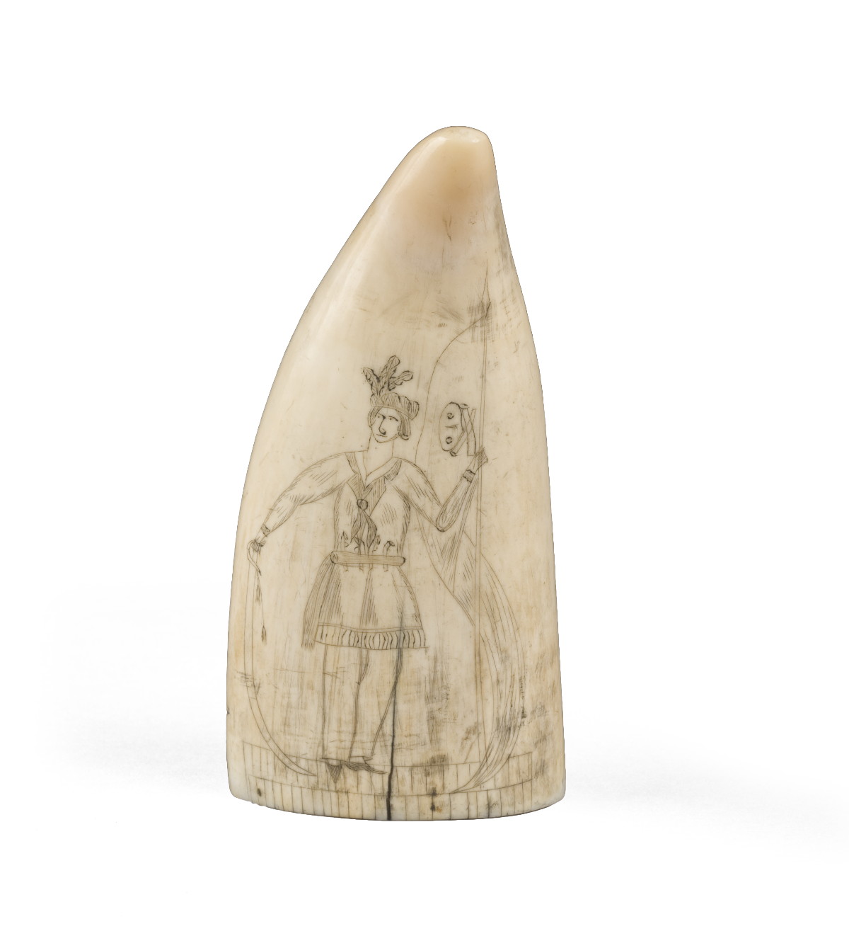 Appraisal: SCRIMSHAW WHALE'S TOOTH DEPICTING A WHALER UNDER SAIL Depicted with