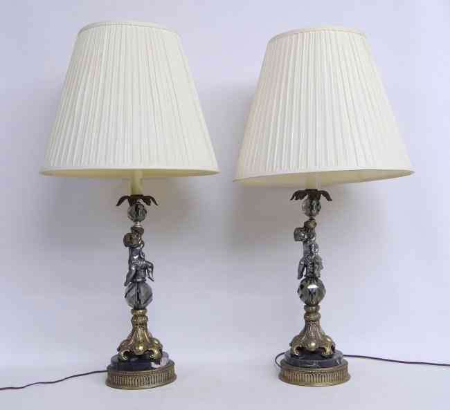 Appraisal: Pair vintage cherub lamps '' Ht