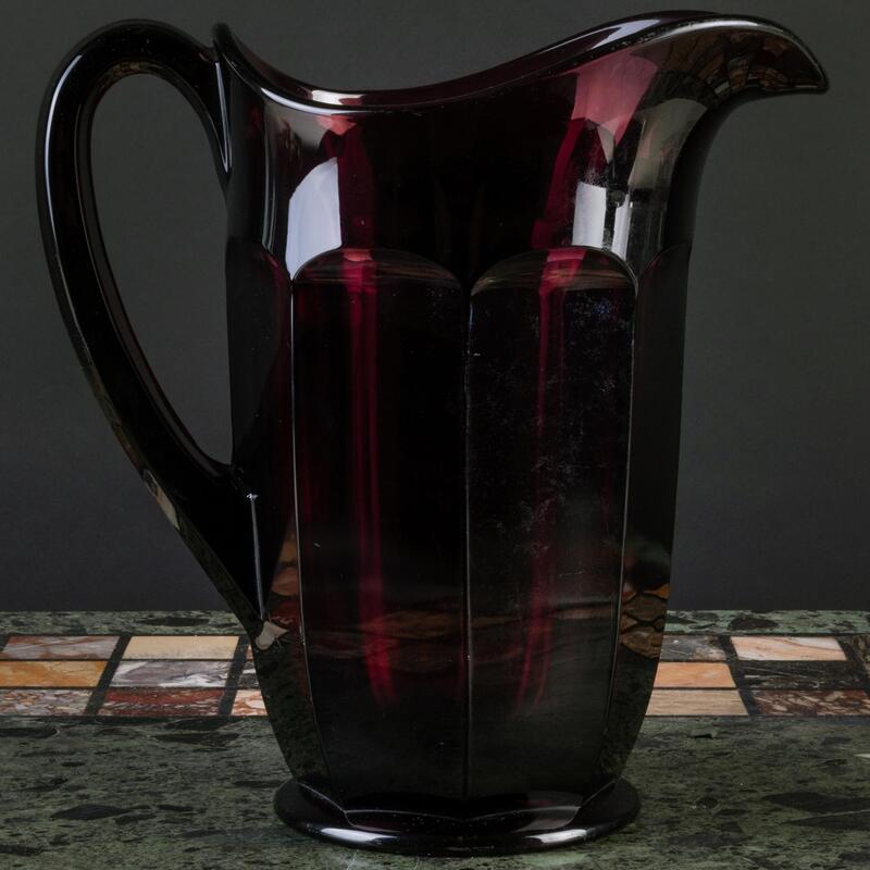 Appraisal: Large Amethyst Molded Glass Pitcher x x in Condition In