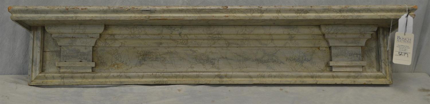 Appraisal: Gray painted pine wall shelf marbleized painted surface th C