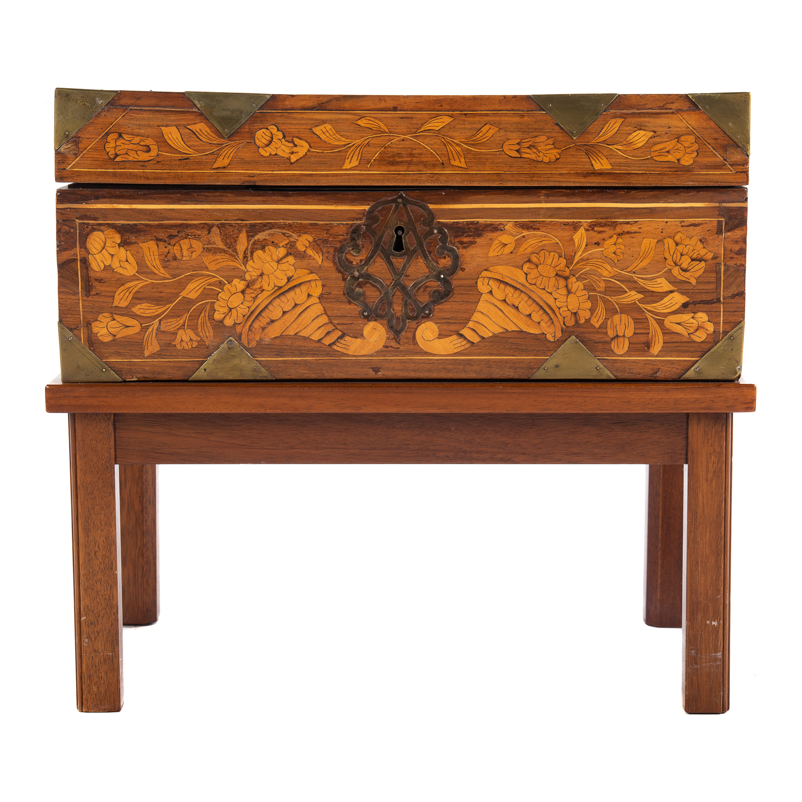 Appraisal: CONTINENTAL PROBABLY DUTCH MARQUETRY BOX ON STAND th century exterior