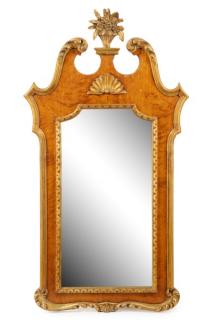 Appraisal: Maple Federal Style Wall Mirror Floral Crest th century A