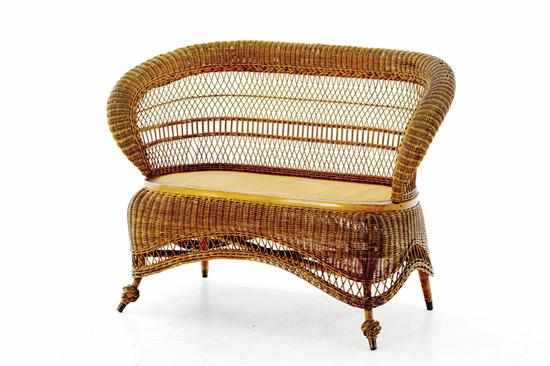 Appraisal: American diminutive wicker settee Jenkins-Phipps late th century curved crest