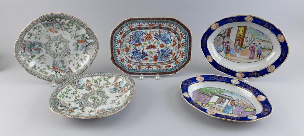 Appraisal: FIVE CHINESE EXPORT PORCELAIN PLATTERS TH CENTURYFIVE CHINESE EXPORT PORCELAIN