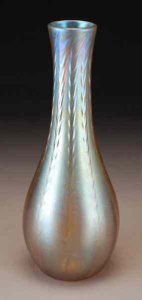 Appraisal: Tiffany gold Favrile glass vase of gourd form ingold iridescent