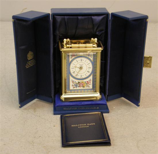 Appraisal: th century carriage clock by Halcyon Days London with enamelled