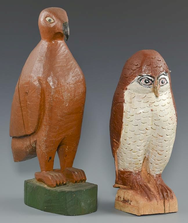 Appraisal: Folk Art Bird Carvings Shields Landon Jones and Finster st