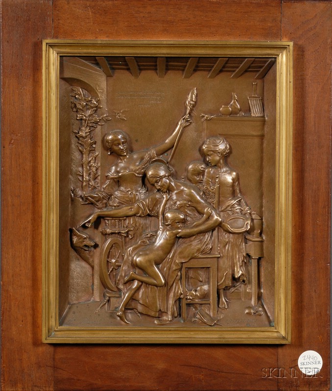 Appraisal: Marius Jean Antonin Merci - Bronze Plaque Depicting a Scene