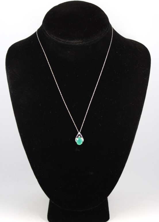 Appraisal: K WHITE GOLD CHALCEDONY PENDANT NECKLACE K white gold teardrop-shape