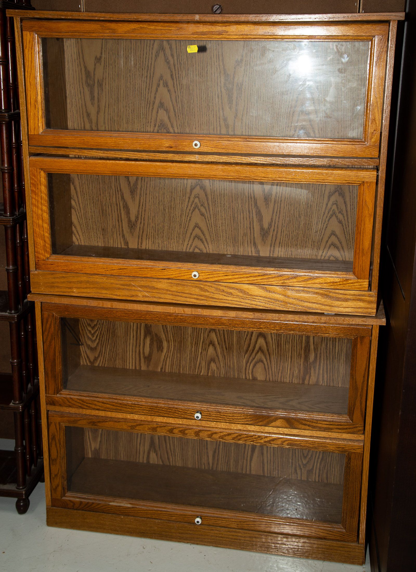 Appraisal: MODERN OAK BARRISTER STYLE BOOKCASE Two sections total in H