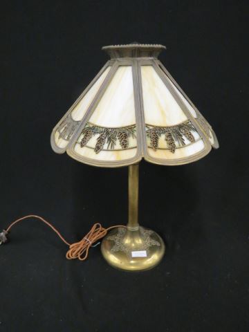 Appraisal: Bradley and Hubbard Slag Glass Lamp Arts and Crafts era