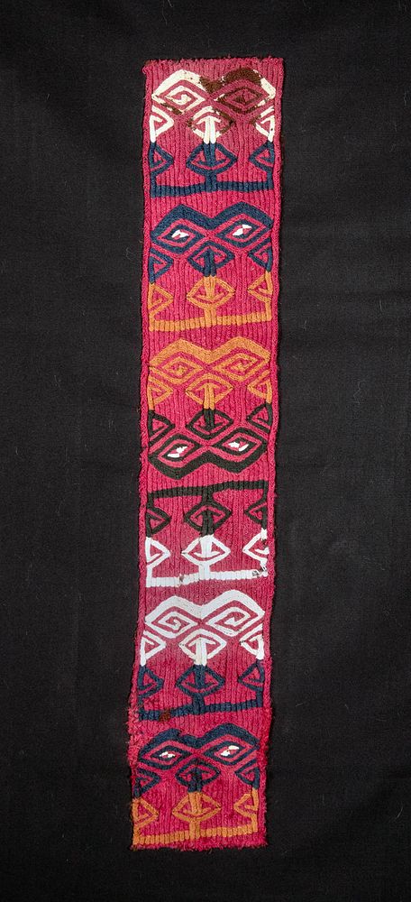 Appraisal: Vibrant Tiahuanaco Textile Sash - Jaguar Masks Originally Listed At