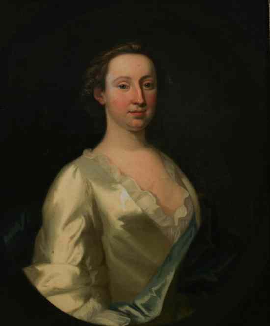 Appraisal: AMERICAN SCHOOL th century PORTRAIT OF COLONIAL WOMAN oil on