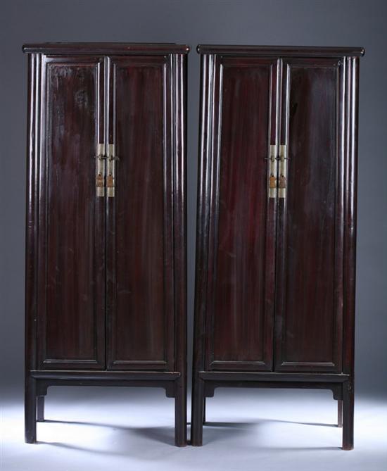 Appraisal: PAIR CHINESE LACQUERED ELM WOOD CABINETS Qing Dynasty circa Shanxi