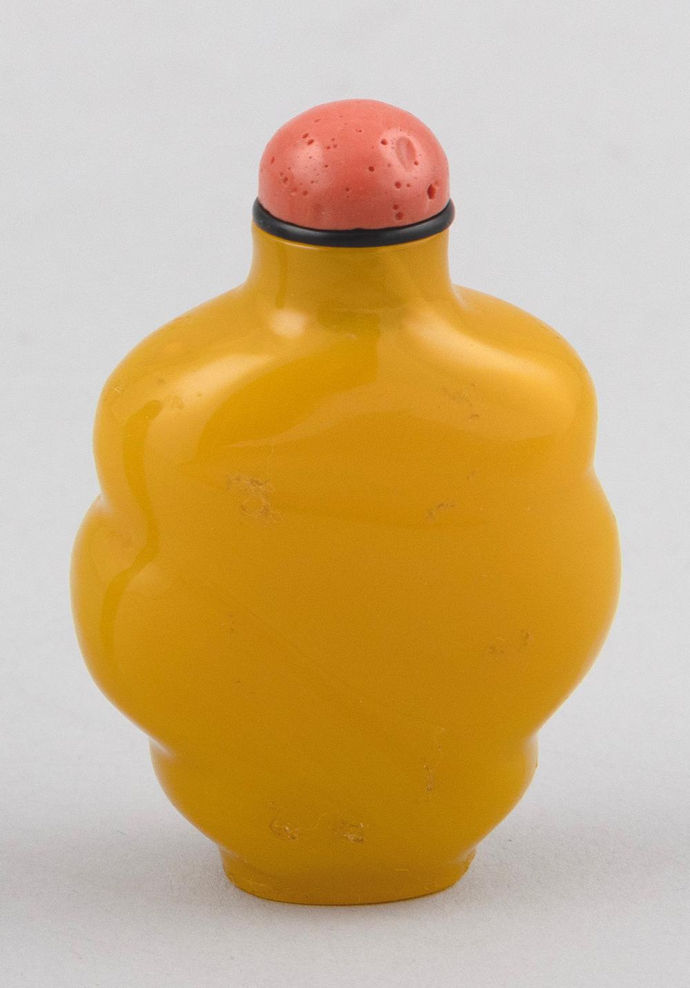 Appraisal: CHINESE IMPERIAL YELLOW PEKING GLASS SNUFF BOTTLE TH CENTURY HEIGHT