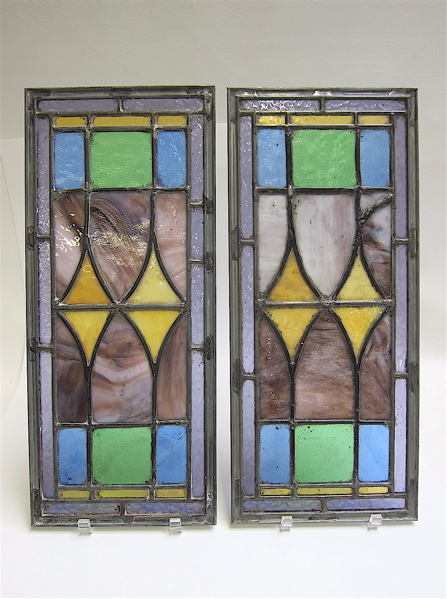 Appraisal: PAIR OF VICTORIAN STAINED AND LEADED GLASS WINDOWS American late