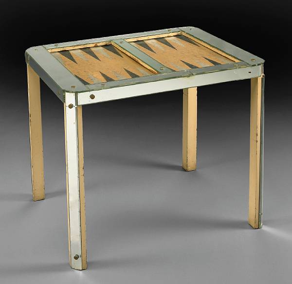 Appraisal: An Art Deco mirrored backgammon table Customized for the Beverly