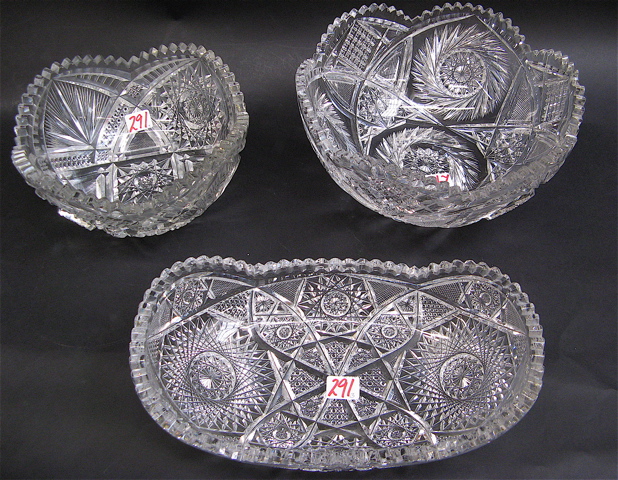 Appraisal: AMERICAN BRILLIANT PERIOD CLEAR CUT GLASS BOWLS pieces two round