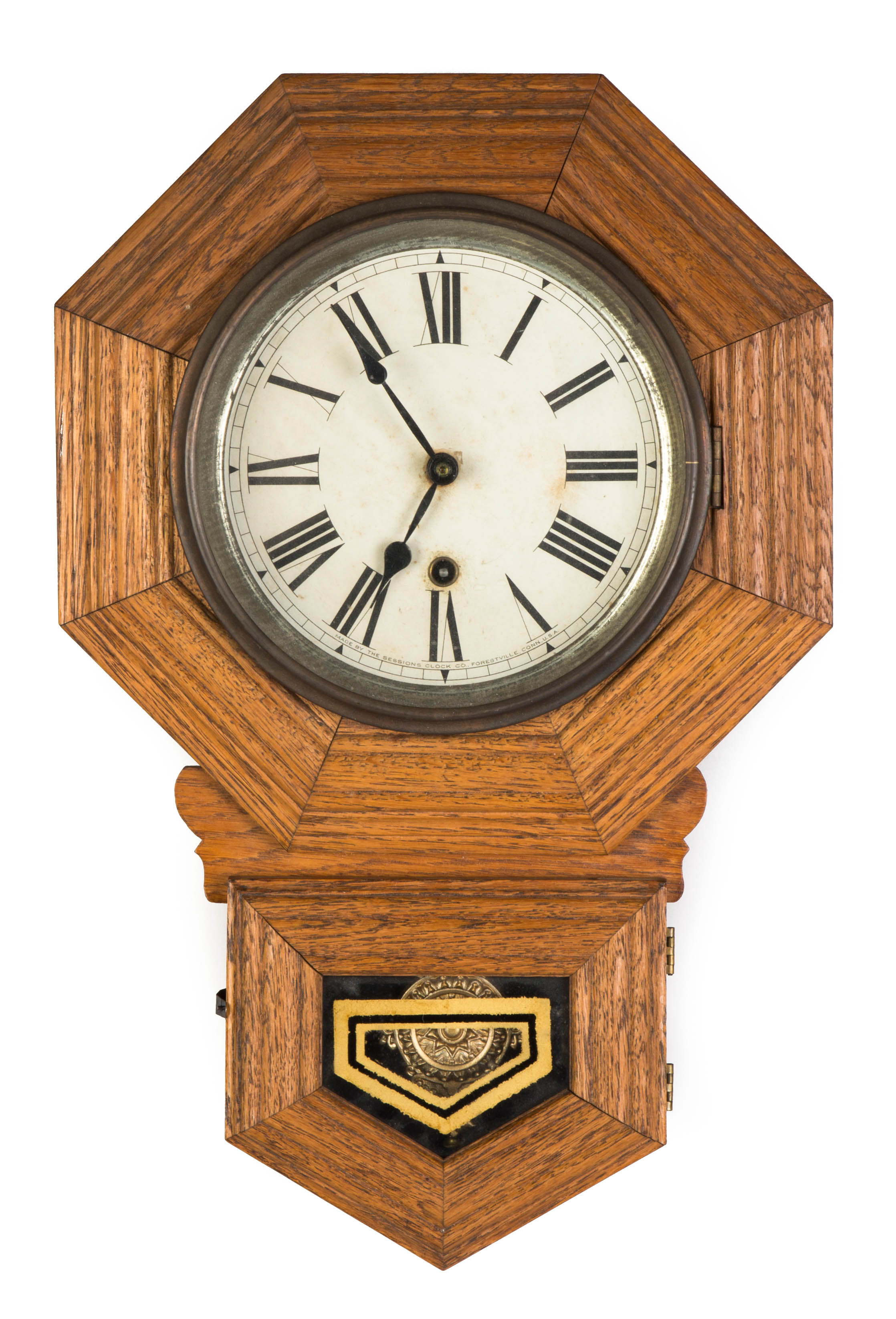 Appraisal: Sessions Miniature School House Clock Oak case Original paper dial