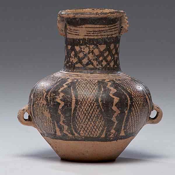 Appraisal: Terra Cotta Vessel a neolithic terra cotta vessel with a