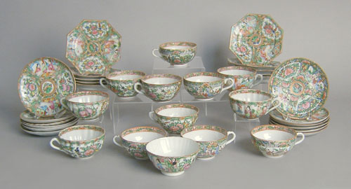 Appraisal: Group rose medallion cups and saucers th c