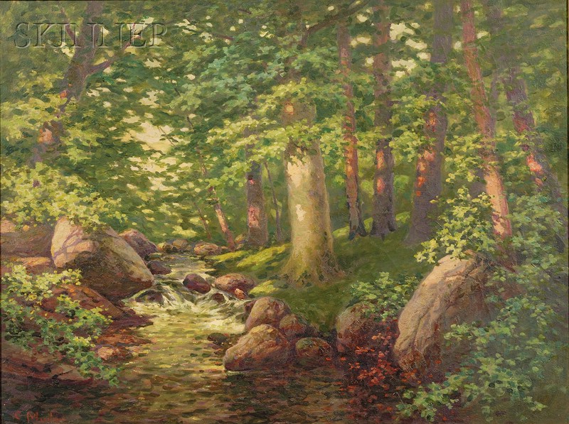 Appraisal: Attributed to Charles Muller German American th Century Woodland Stream