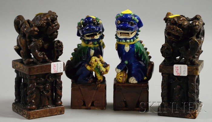 Appraisal: Two Pairs of Chinese Foo Dogs a pair of glazed