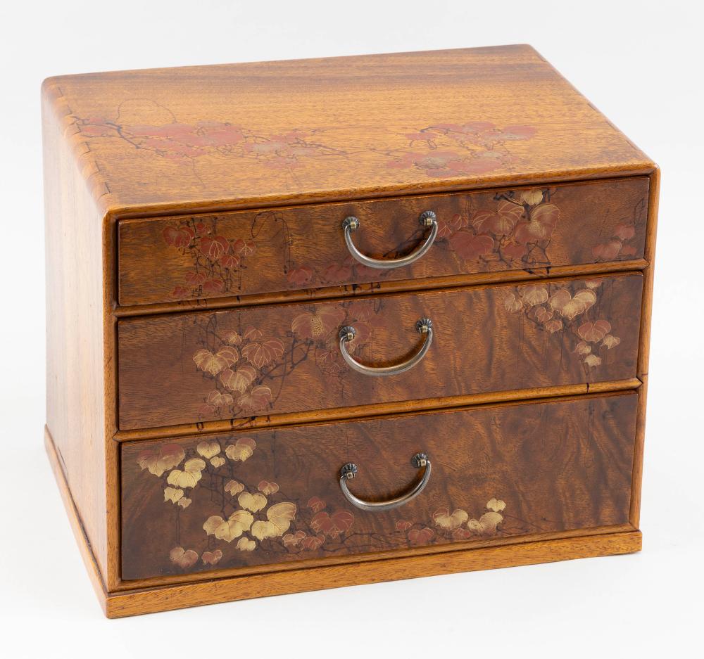 Appraisal: JAPANESE MINIATURE THREE-DRAWER CHEST TH CENTURY HEIGHT WIDTH DEPTH JAPANESE